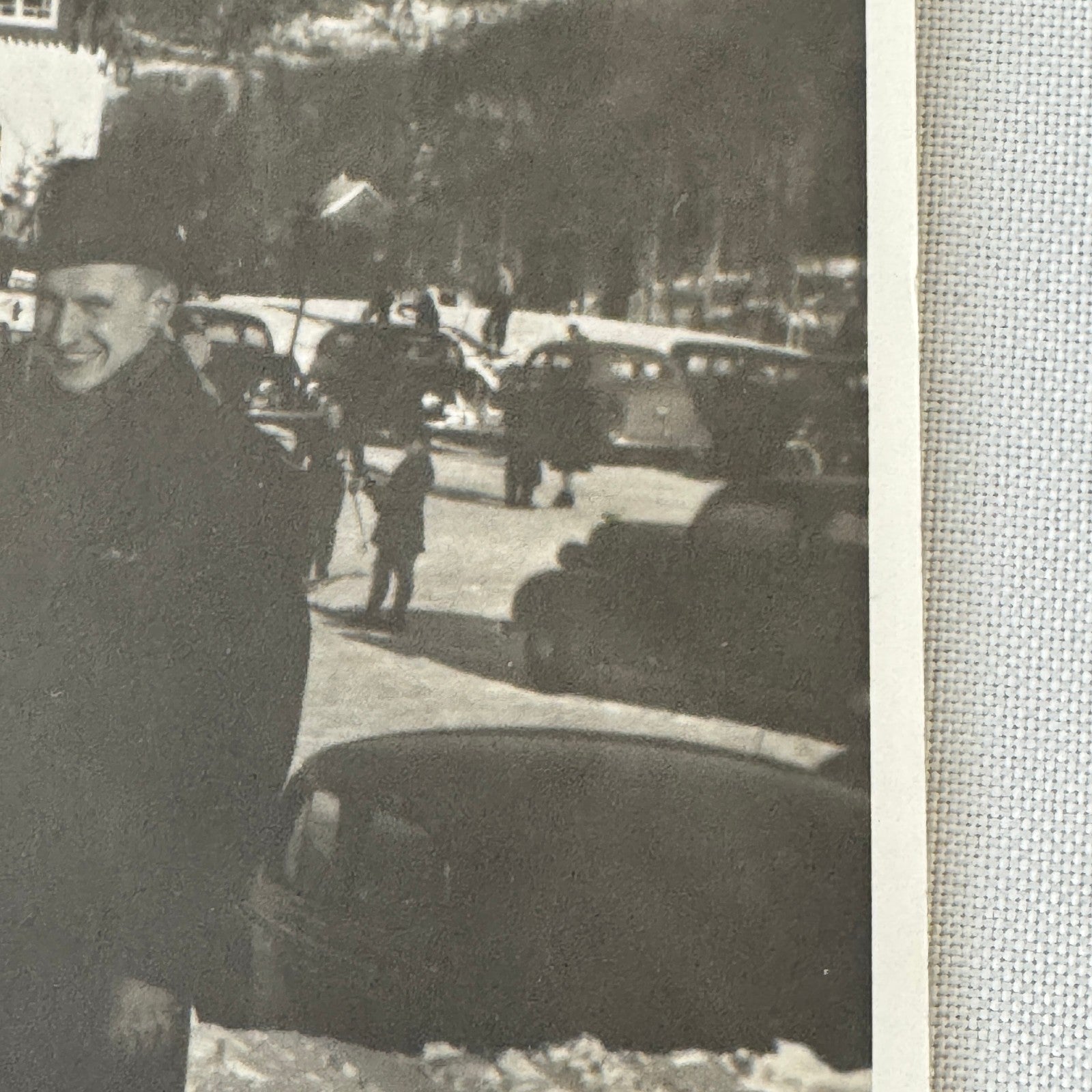 Vintage Photo Photograph Print Man Early Bus Winter Scene