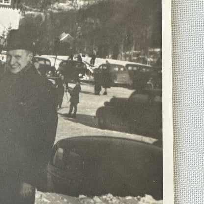 Vintage Photo Photograph Print Man Early Bus Winter Scene