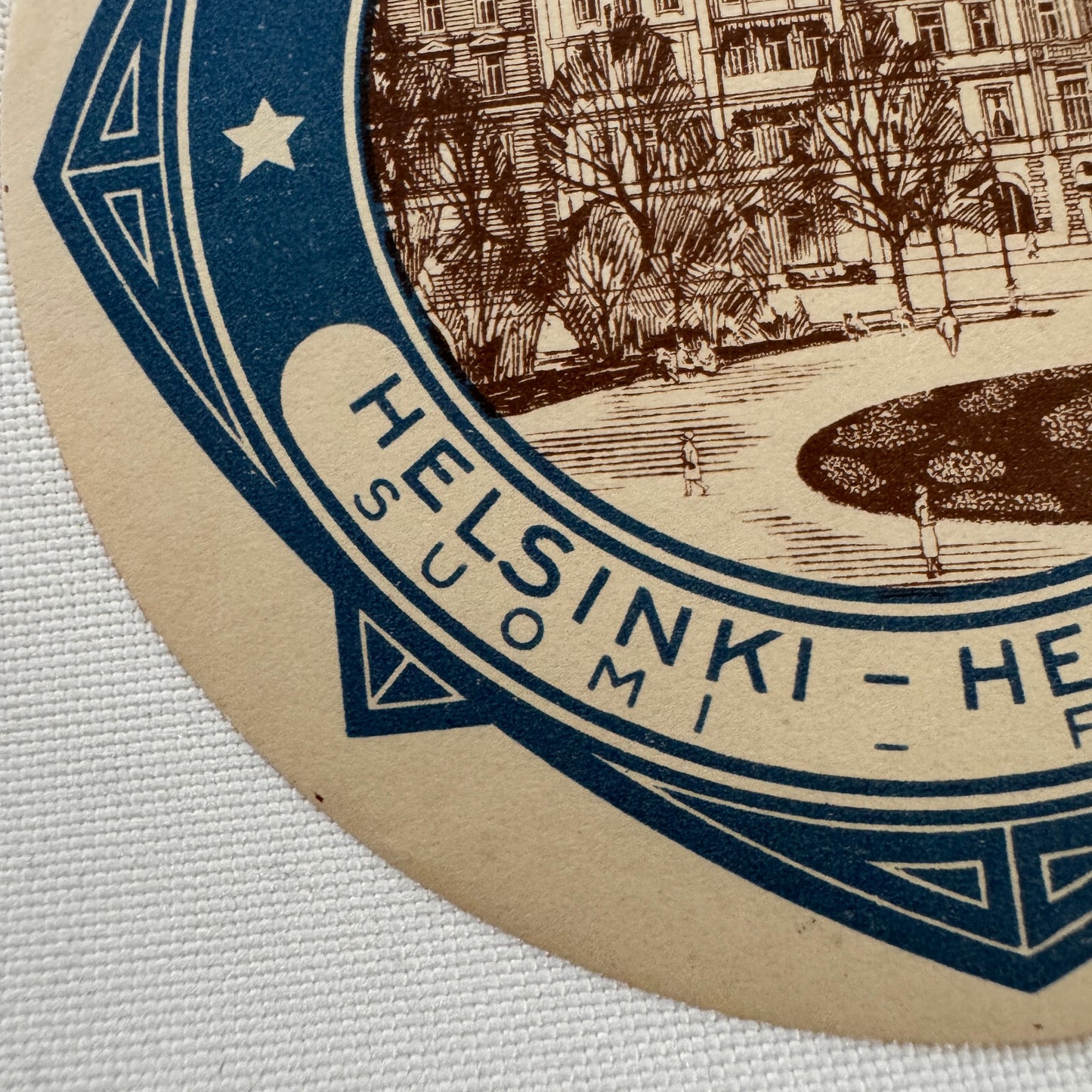 Vintage Travel Luggage Label Hotel Kamp Helsinki Finland Finnish