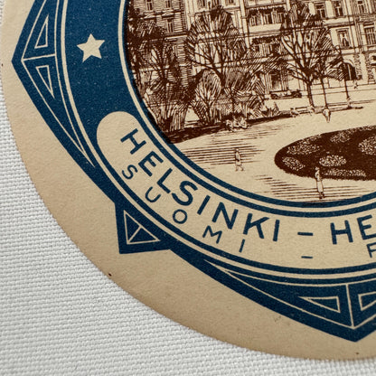 Vintage Travel Luggage Label Hotel Kamp Helsinki Finland Finnish