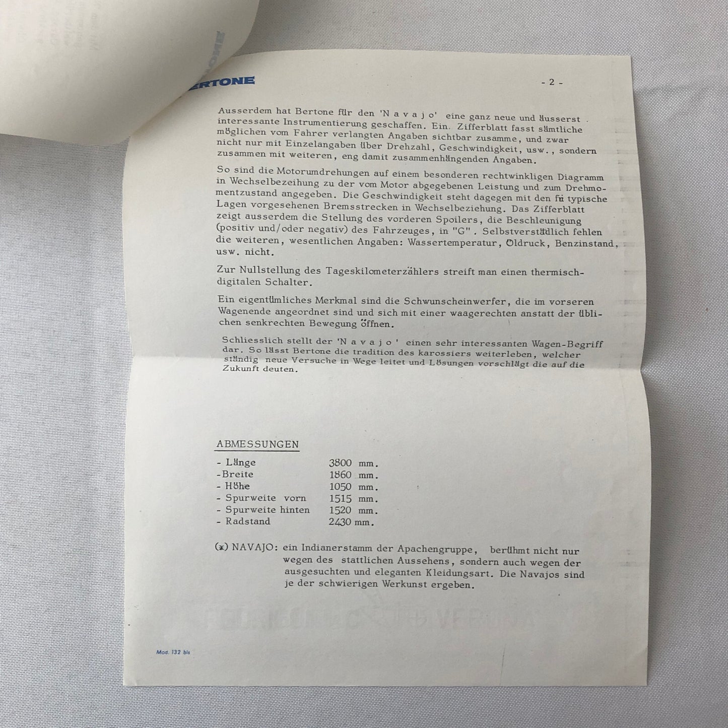 1976 Bertone Alfa Romeo 33 Navajo Concept Car Prototype Press Kit with Photos