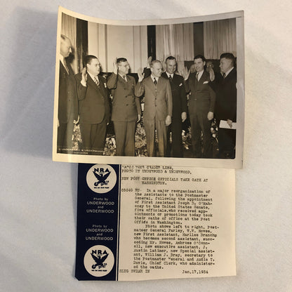 Press Photograph Photo 1934 PostMaster General Postal Post Office Underwood