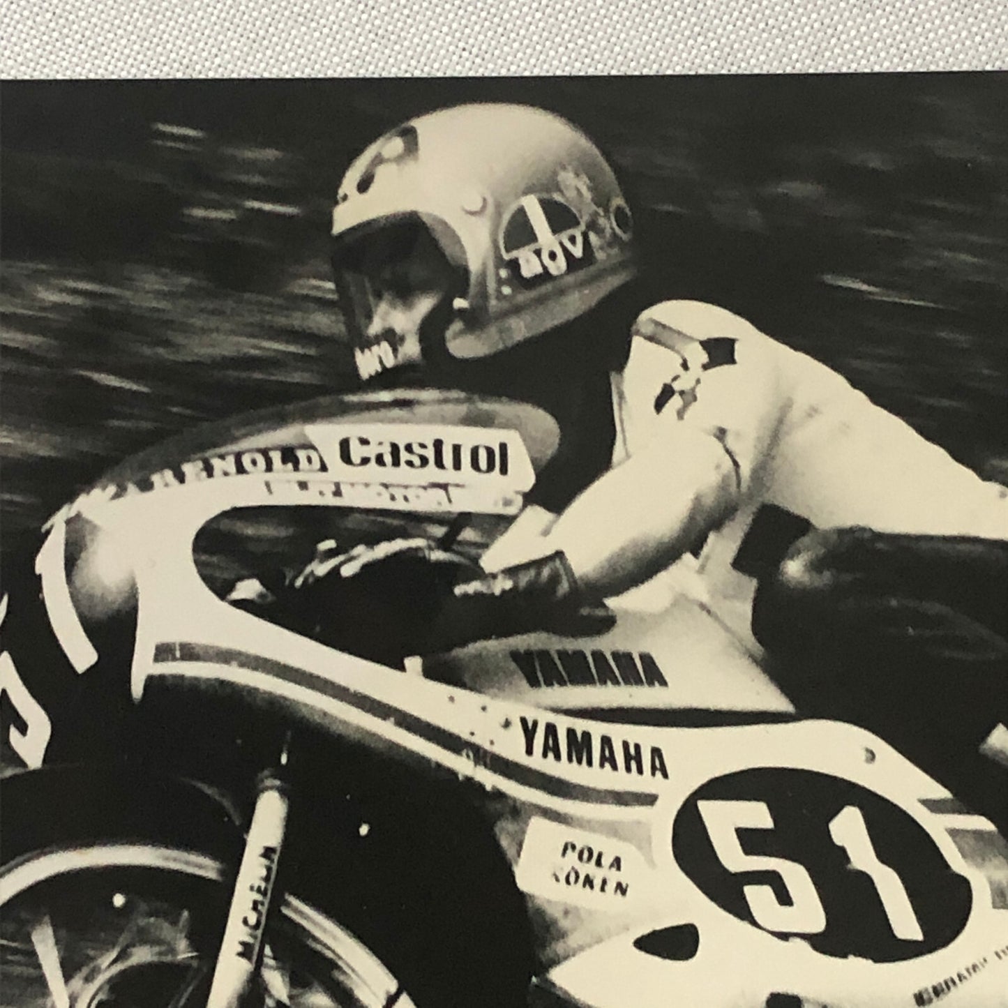 Vintage Motorcycle Racing Photo Photograph Print Germany Yamaha Bike