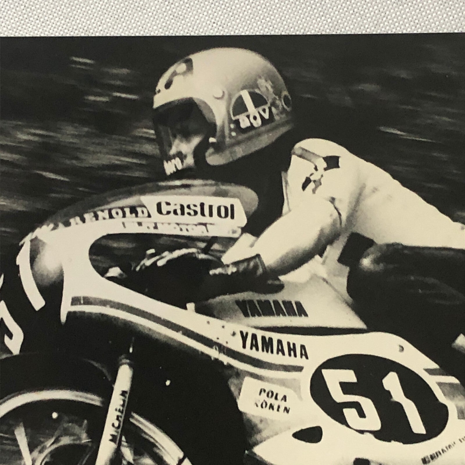 Vintage Motorcycle Racing Photo Photograph Print Germany Yamaha Bike