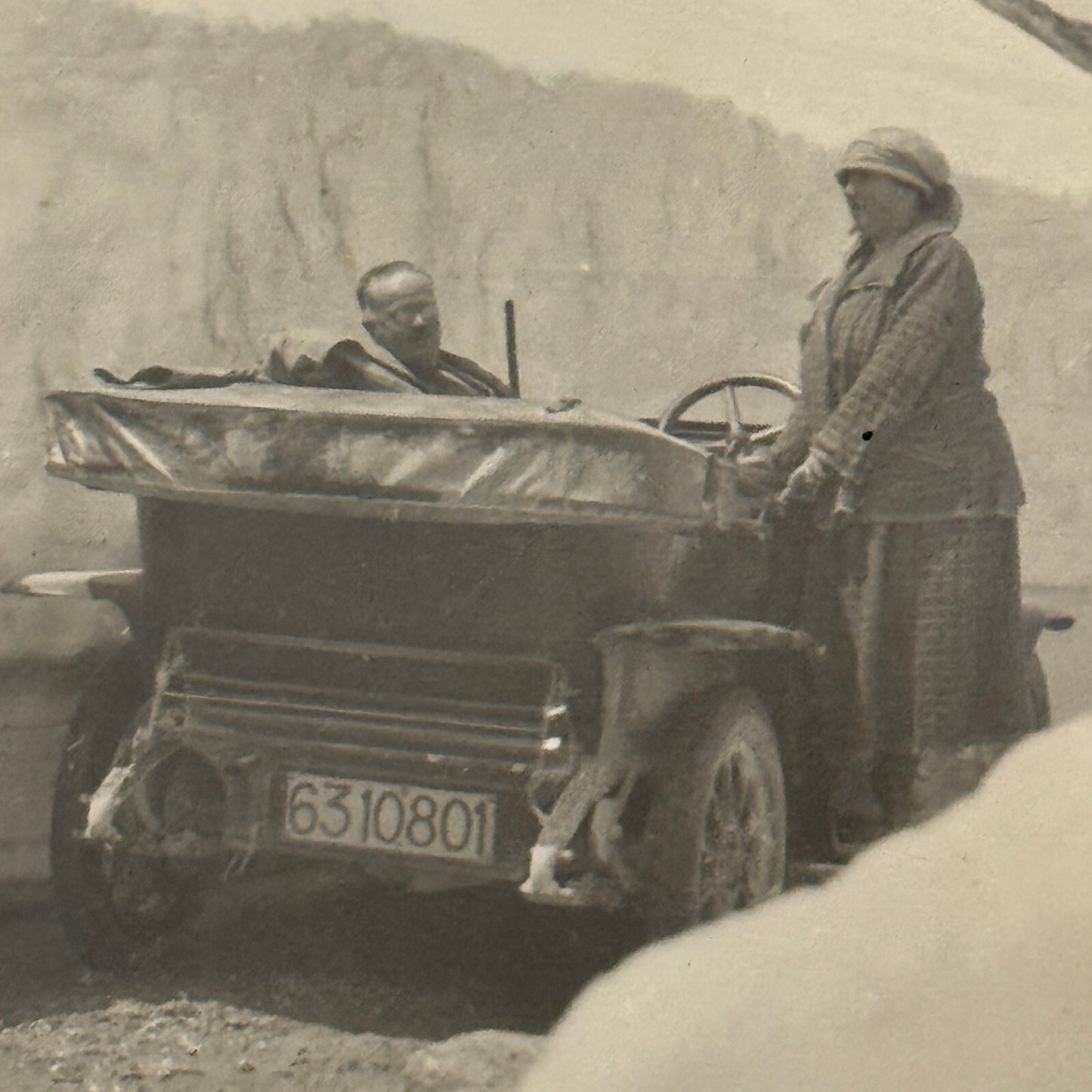Antique Car Automobile Man Woman Italian Real Photo Postcard RPPC Photograph