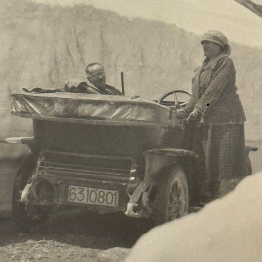 Antique Car Automobile Man Woman Italian Real Photo Postcard RPPC Photograph