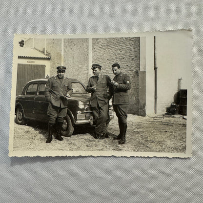Vintage Photograph Photo Men in Military Uniform with Car Automobile