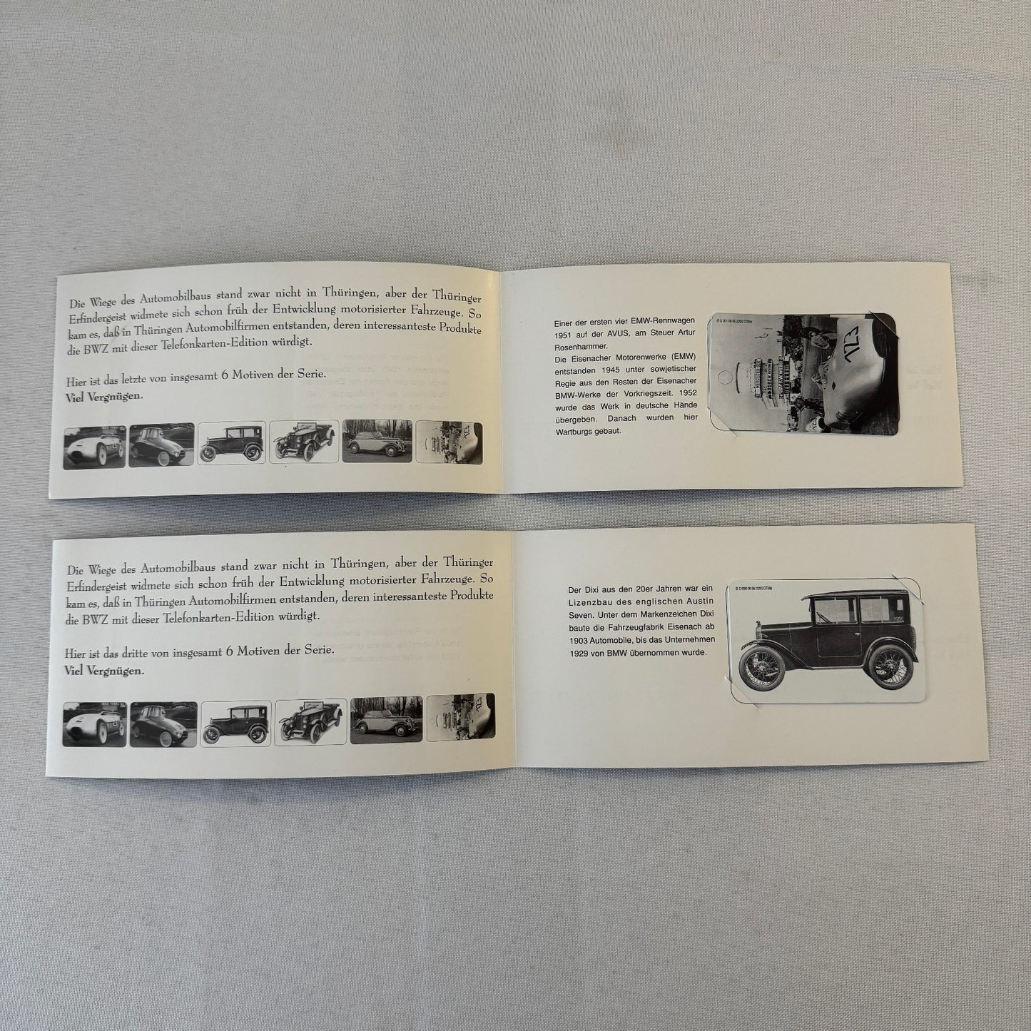 Vintage Car Automobile Colllectible Phone Card Lot 6x German BWZ