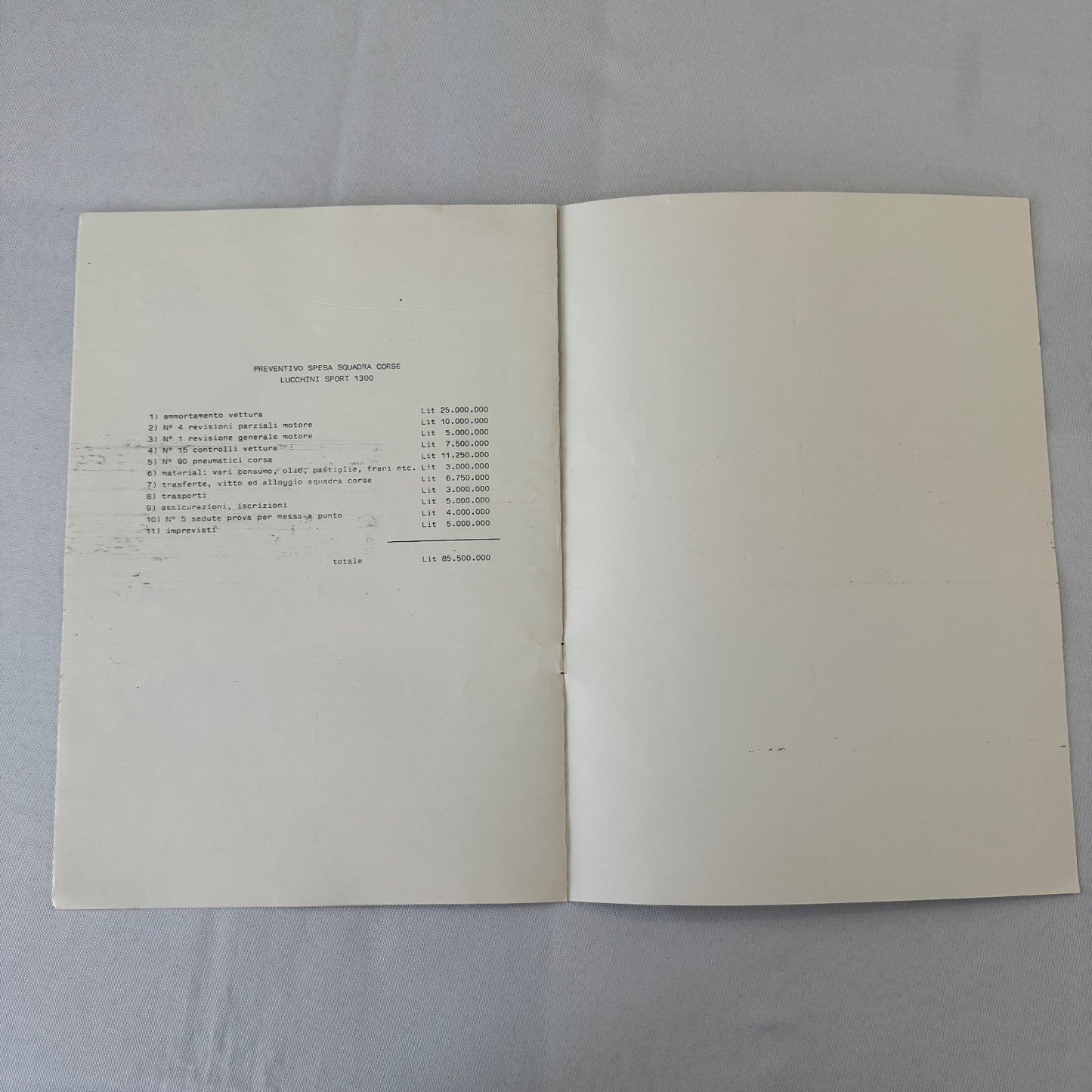 1983 Lucchini Racing Team Brochure Sport 1300 ITALIAN Text