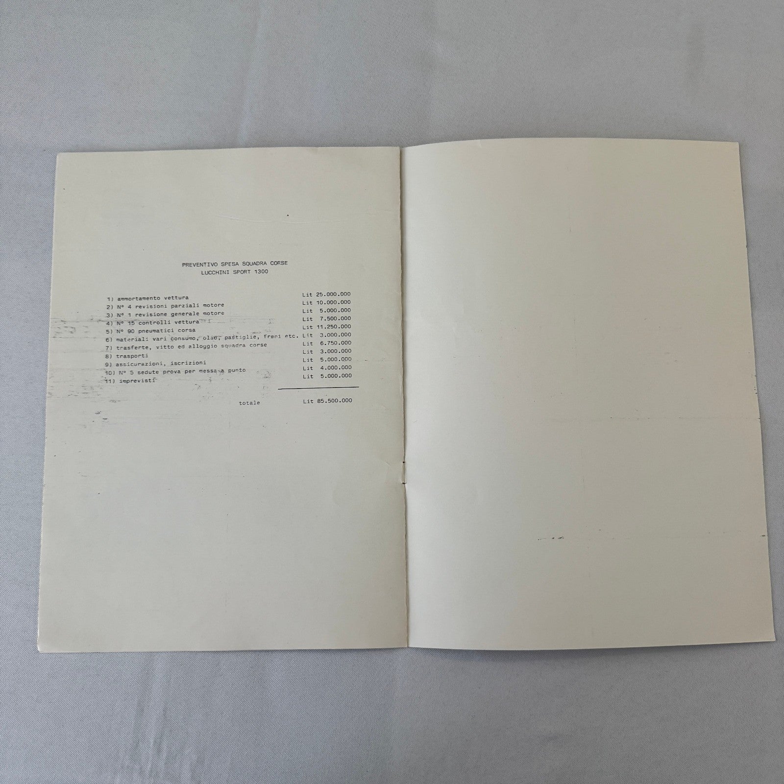 1983 Lucchini Racing Team Brochure Sport 1300 ITALIAN Text