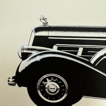 1937 Pierce Arrow Formal Sedan Car Illustration Art Drawing Vintage Miniature