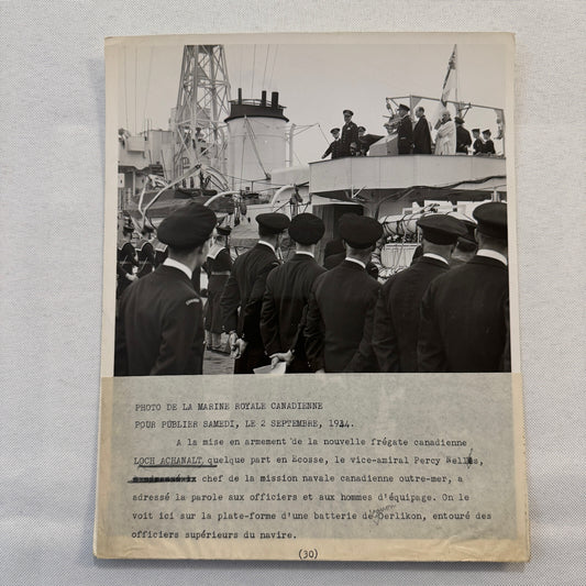 Royal Canadian Navy Press Photo Photograph Ship 1944 HMS Loch Achanalt Frigate