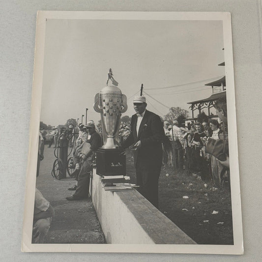 Vintage Indy 500 Racing Photograph Tom Carnegie Borg Warner Trophy Motorsport