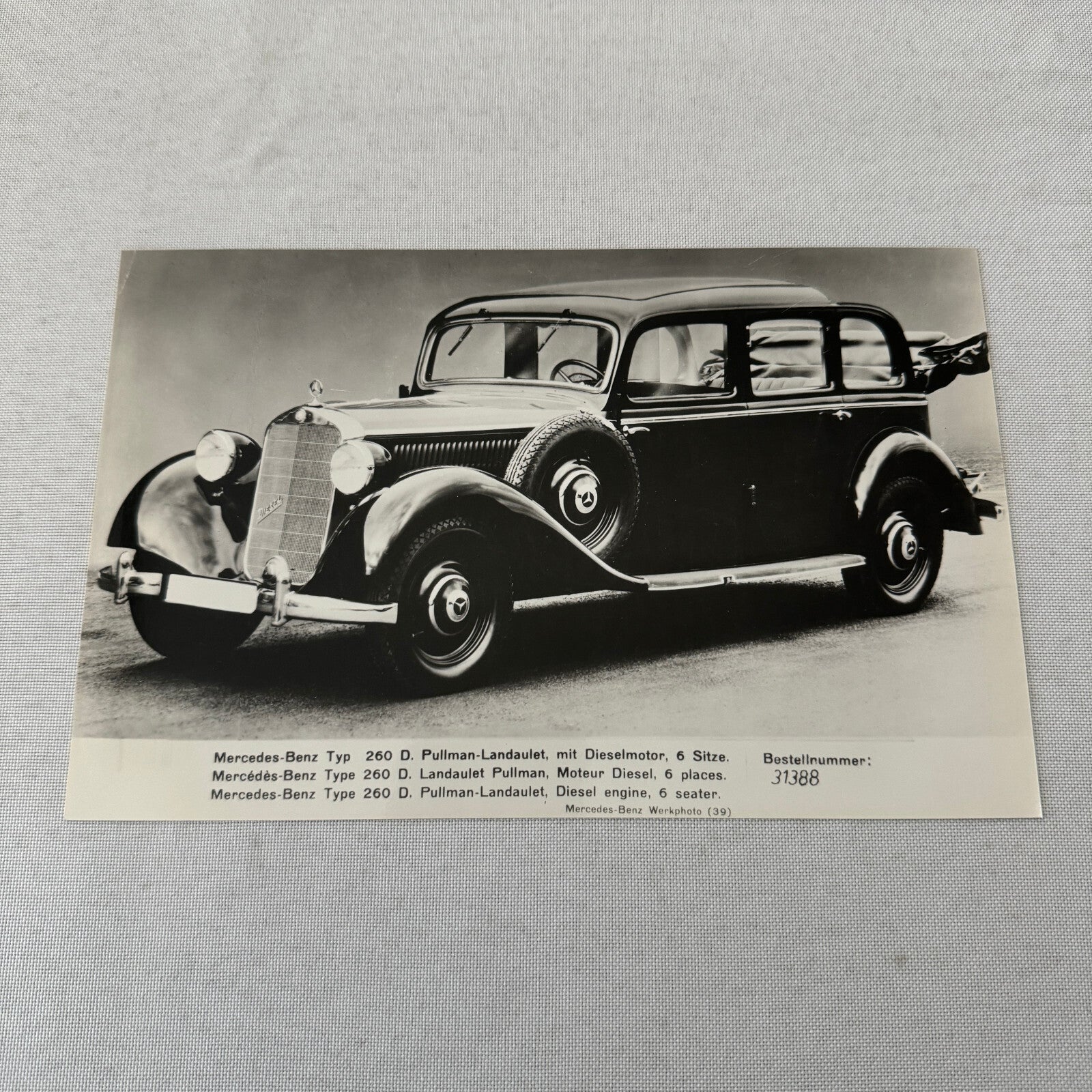 Mercedes Benz Typ 260 D Pullman Landaulet Factory Press Photo Photograph 260D