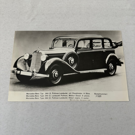 Mercedes Benz Typ 260 D Pullman Landaulet Factory Press Photo Photograph 260D