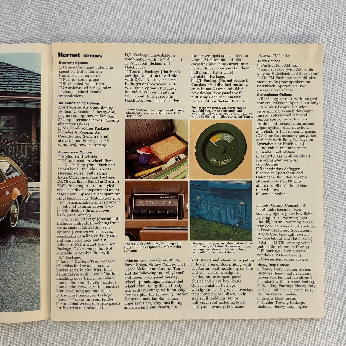 1975 AMC Hornet Car Sales Brochure Catalog American Motors Hornet Advertising
