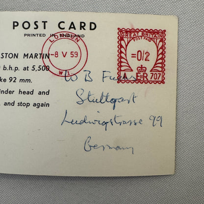 David Brown Aston Martin Car Vintage Postcard Post Card