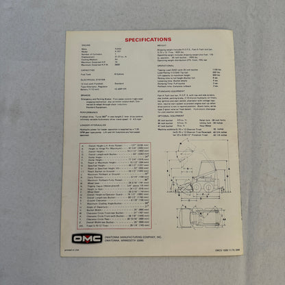 OMC Owatonna 310 Mustang Hydrostatic Loader Construction Farm Brochure