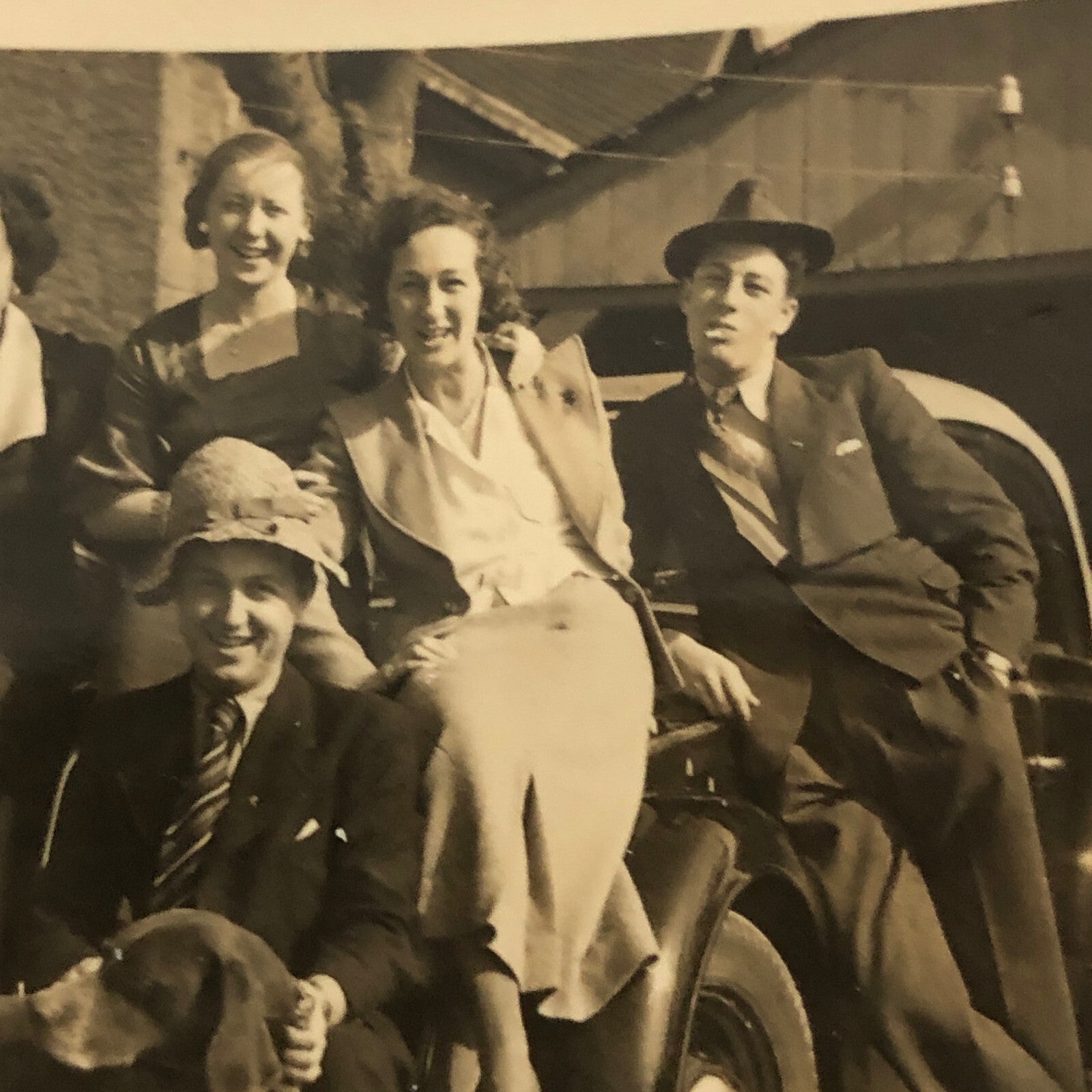 Vintage Photo Photograph People Dog Antique Car Automobile - Tag AL22SM2