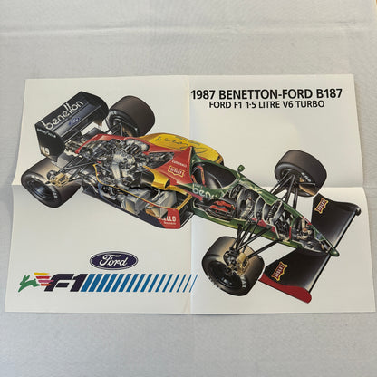 1987 Benetton Ford B187 F1 Formula One Racing Car Cutaway Illustration Poster