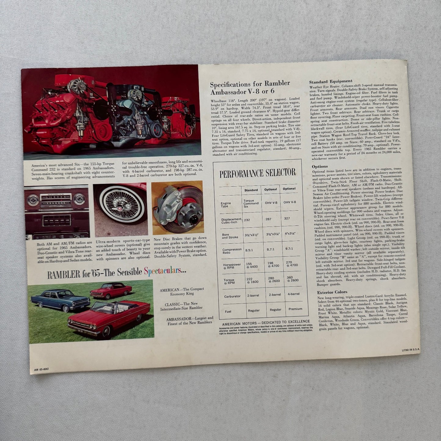 1965 Rambler Ambassador Car Sales Brochure Catalog Advertising Convertible +