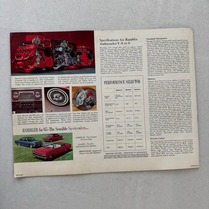 1965 Rambler Ambassador Car Sales Brochure Catalog Advertising Convertible +