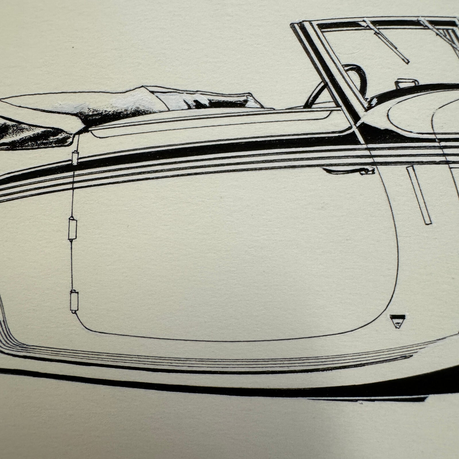 Hispano Suiza Convertible Car Illustration Art Drawing Hand Drawn