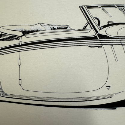 Hispano Suiza Convertible Car Illustration Art Drawing Hand Drawn