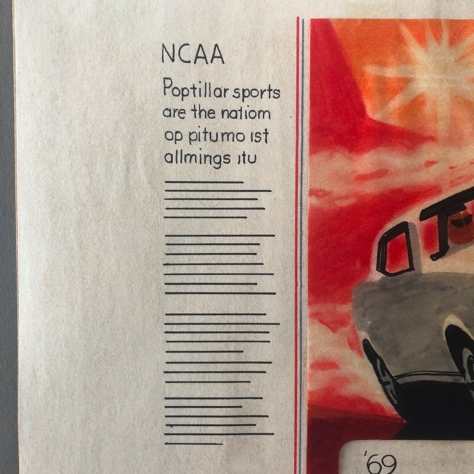 Vintage 1969 Chevrolet Camaro SS Advertising Agency Concept Art Illustration 