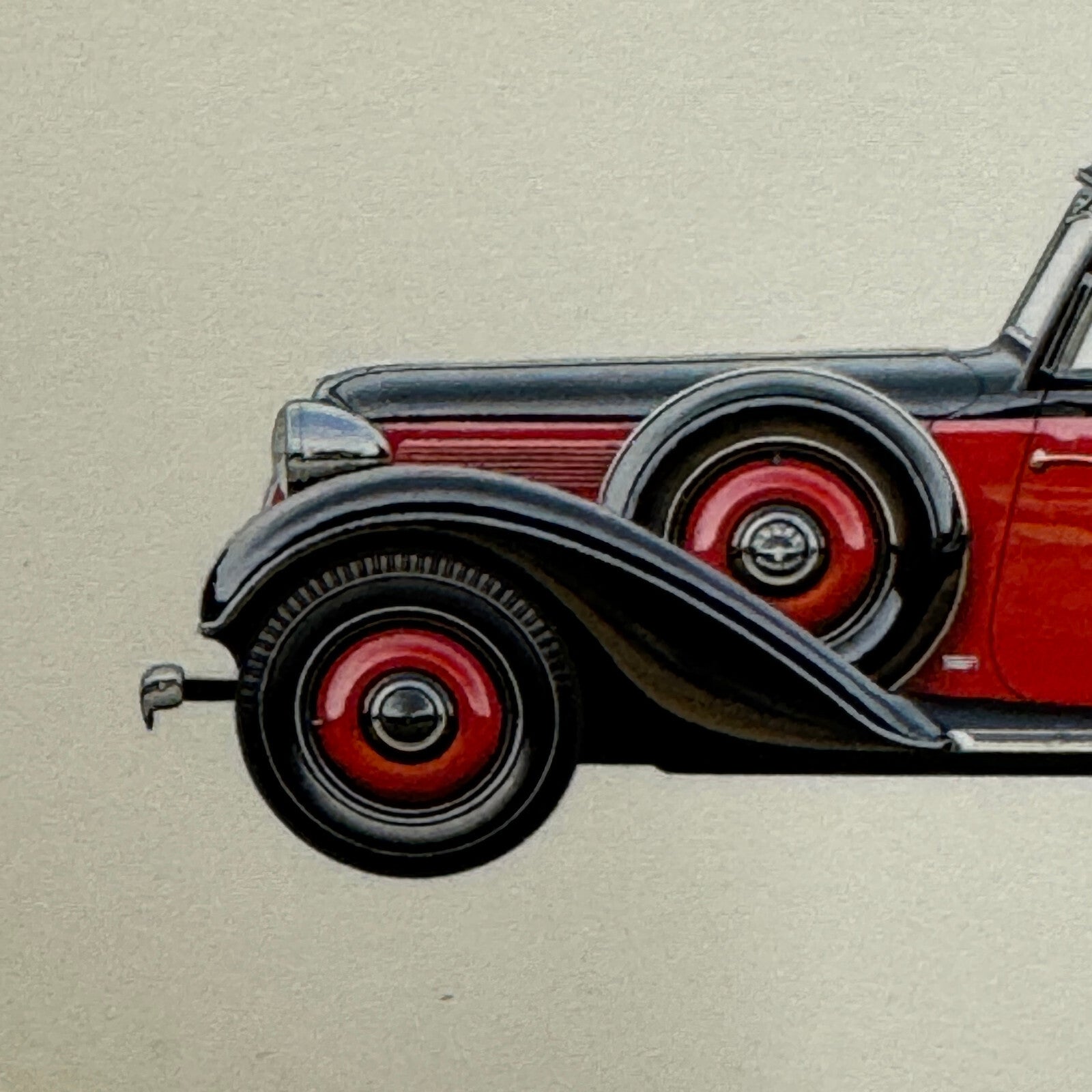 1936 Adler Diplomat Cabriolet Car Illustration Art Drawing Vintage Miniature