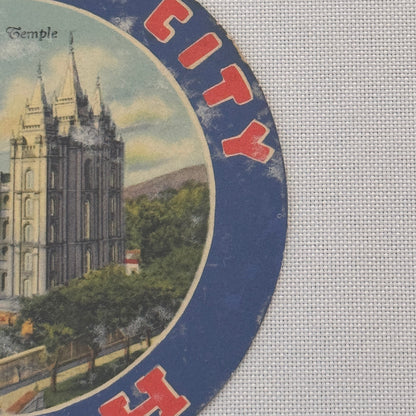 Vintage Travel Luggage Label The Salt Lake Temple Salt Lake City Utah