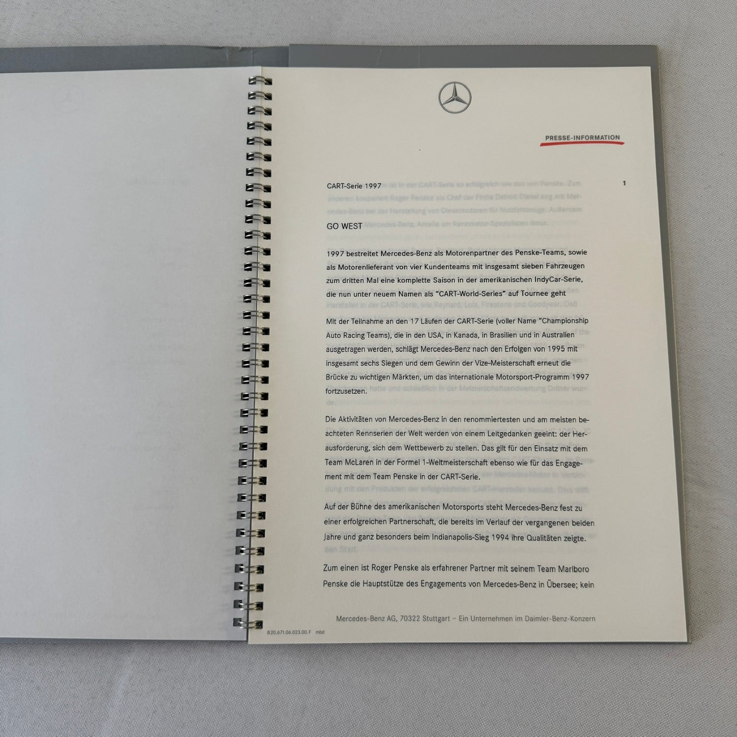 1997 Mercedes CART Racing Press Kit Paul Tracy Greg Moore Al Unser Jr