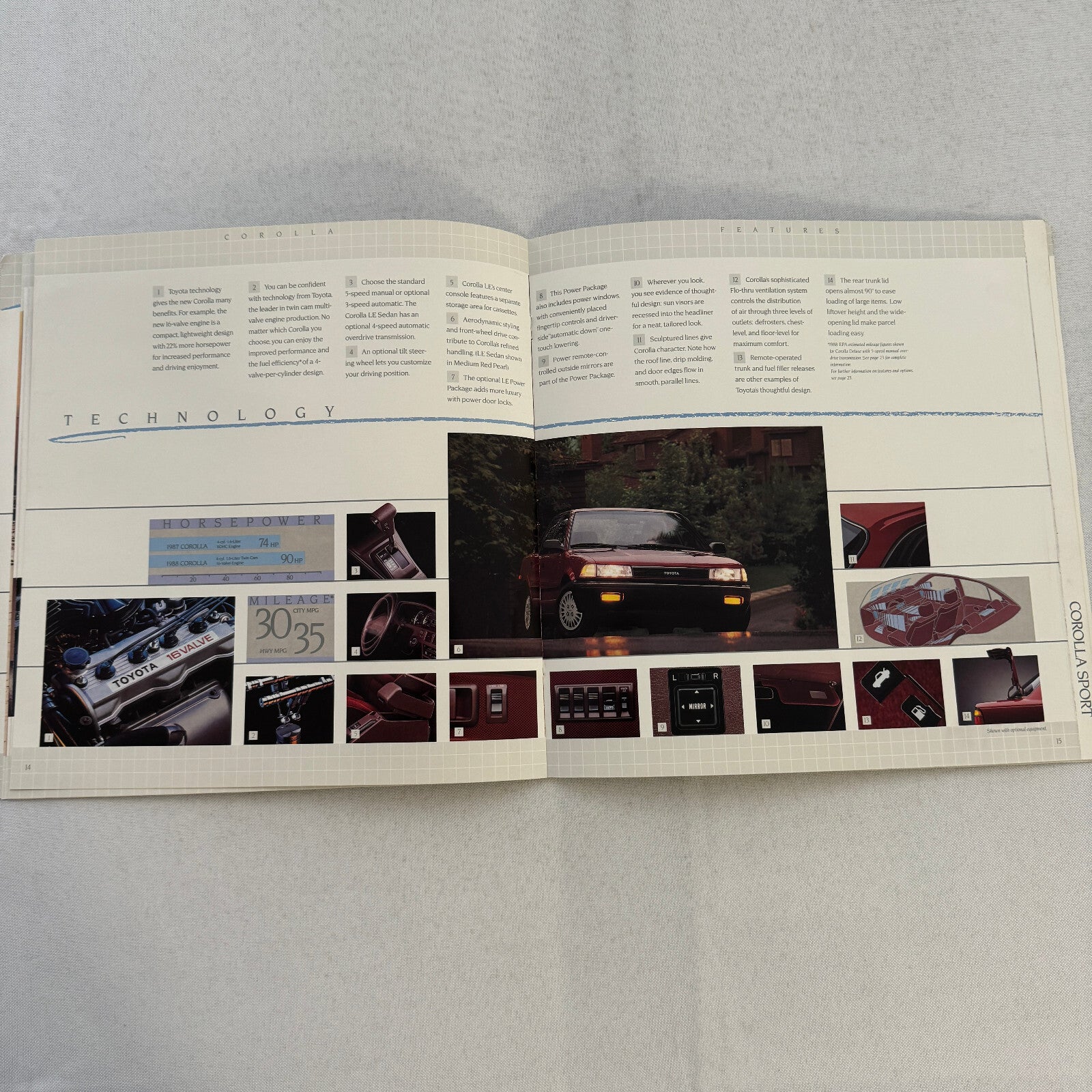 1988 Toyota Corolla Car Sales Brochure Catalog Sport Wagon Sedan GT-S SR5