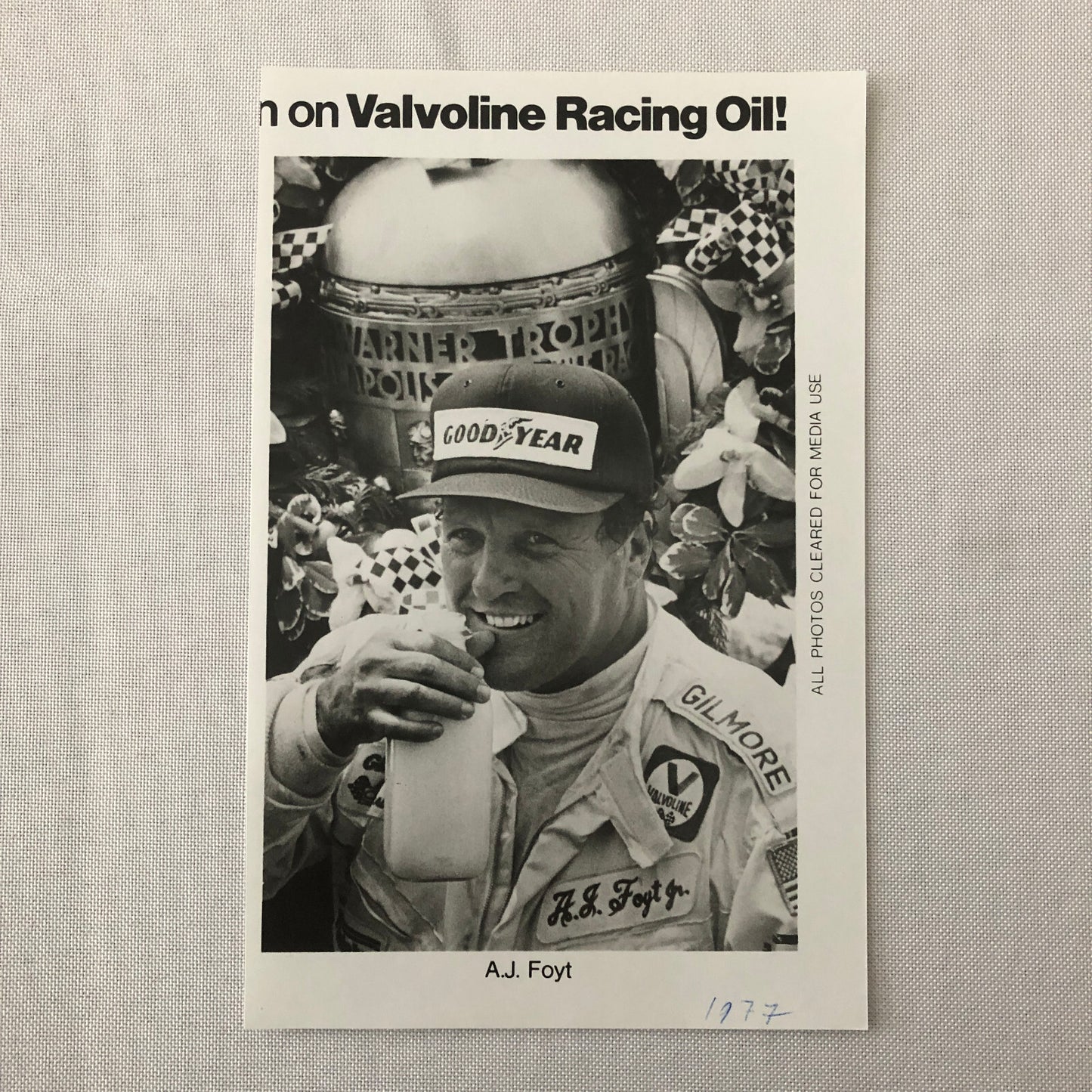 Vintage Indy Indianapolis Racing Photo Photograph AJ Foyt A.J. Foyt 1977