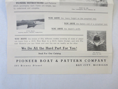 Vintage 1909 Pioneer Boat & Pattern Company Brochure Advertisement 