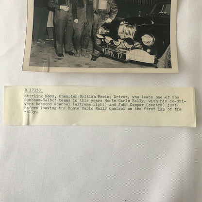 Vintage Monte Carlo Rally Photo Photograph Stirling Moss Sunbeam Talbot 90 1953