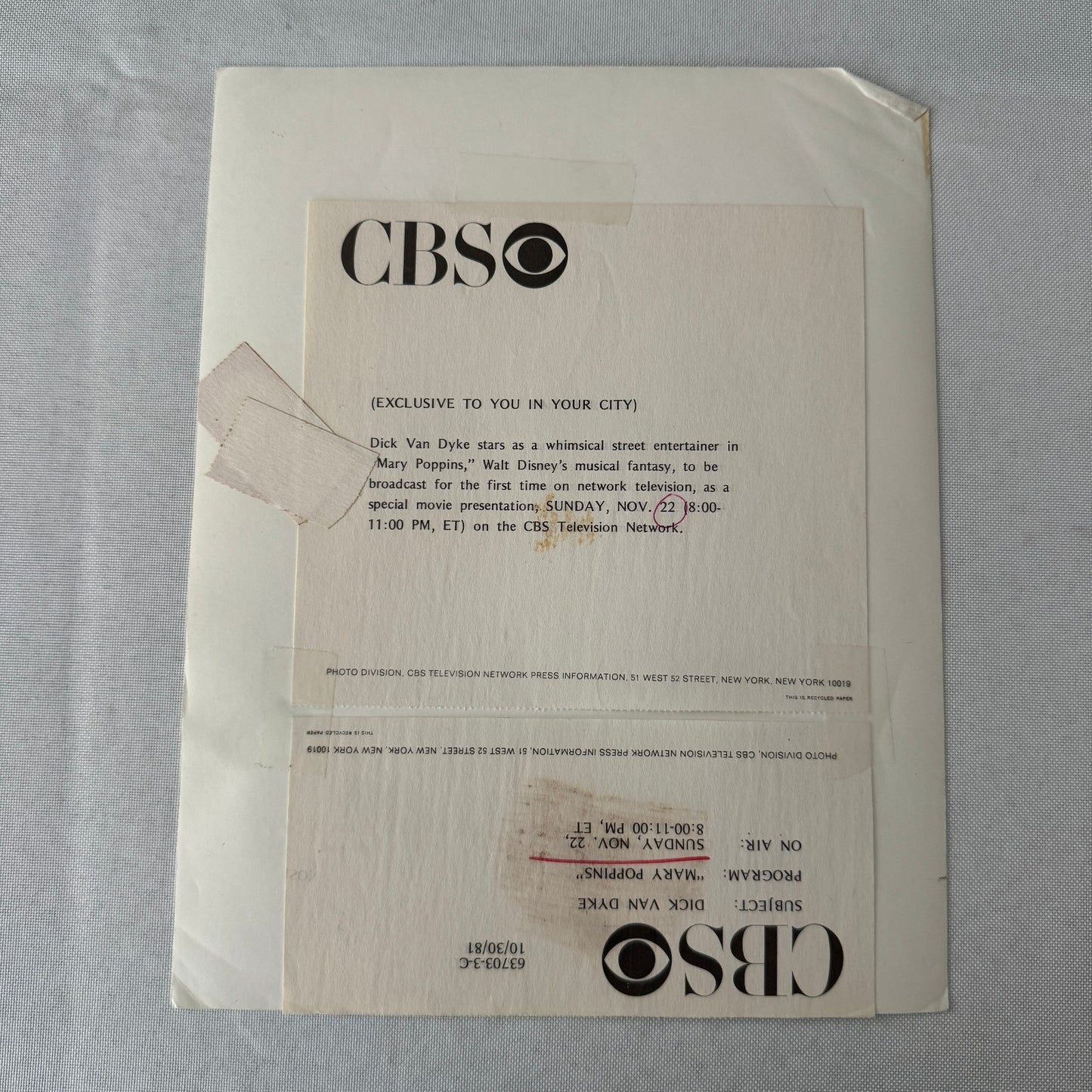 Dick Van Dyke Mary Poppins Vintage Movie Still Press Photo Photograph CBS TV