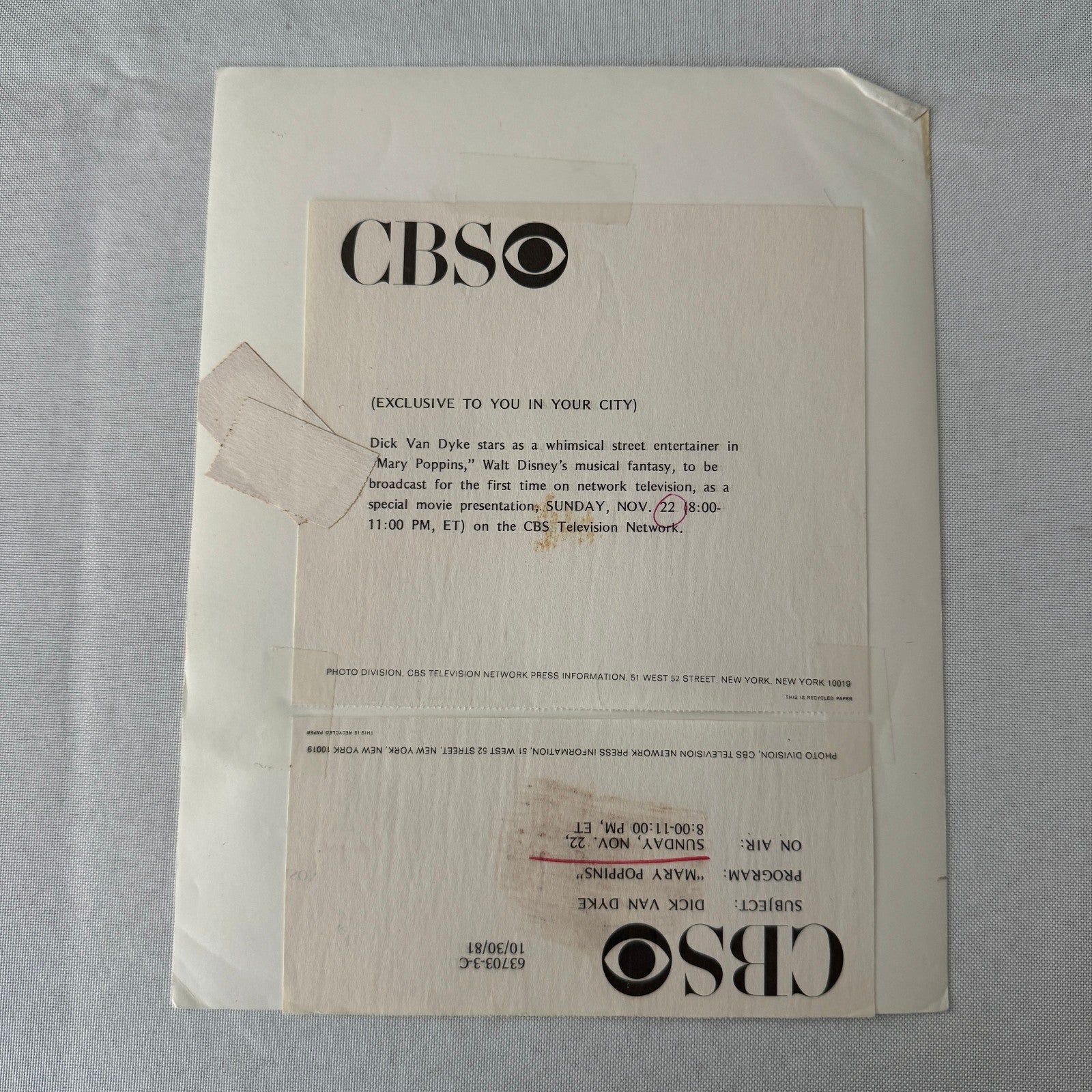 Dick Van Dyke Mary Poppins Vintage Movie Still Press Photo Photograph CBS TV