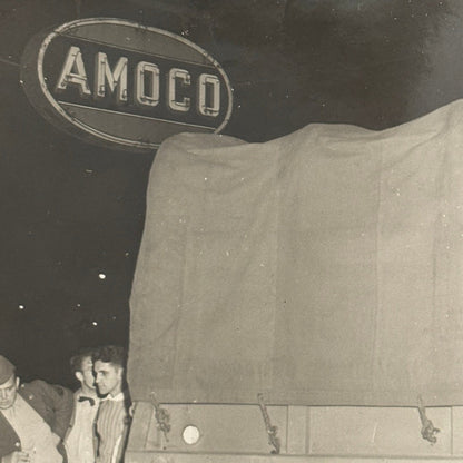 Vintage Photograph Amoco Gas Pump Truck Crash Wreck Photo