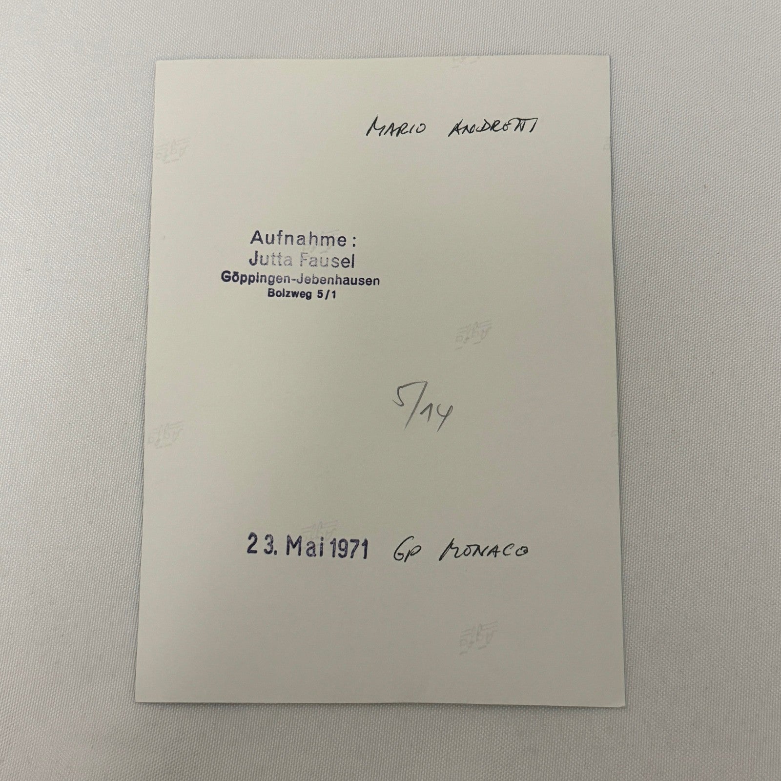 Vintage Racing Photo 1971 Monaco Grand Prix Race Mario Andretti Motorsport