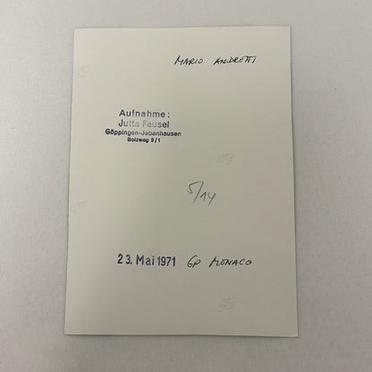 Vintage Racing Photo 1971 Monaco Grand Prix Race Mario Andretti Motorsport