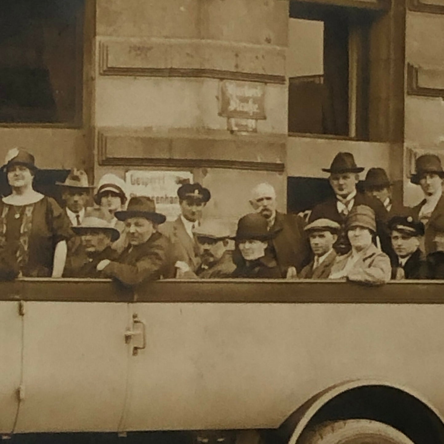 Antique Vintage RPPC Photo Postcard Post Card Bus outside Car Dealer BMW Paige +