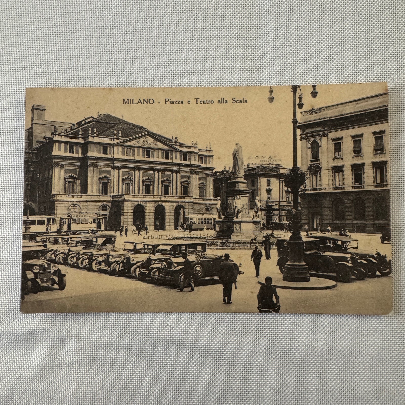 Vintage Italian Postcard Post Card Milano Milan Piazza e Teatro Alla Scala