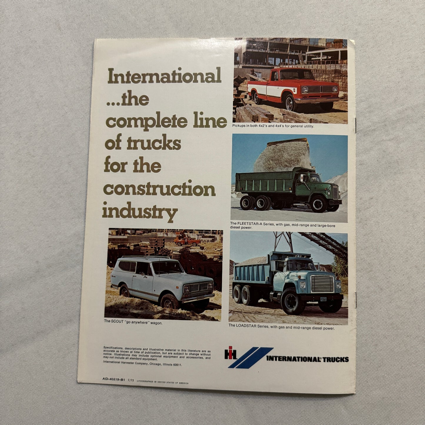 International Paystar 5000 Series Truck Sales Brochure Catalog F-5050 F-5070 +