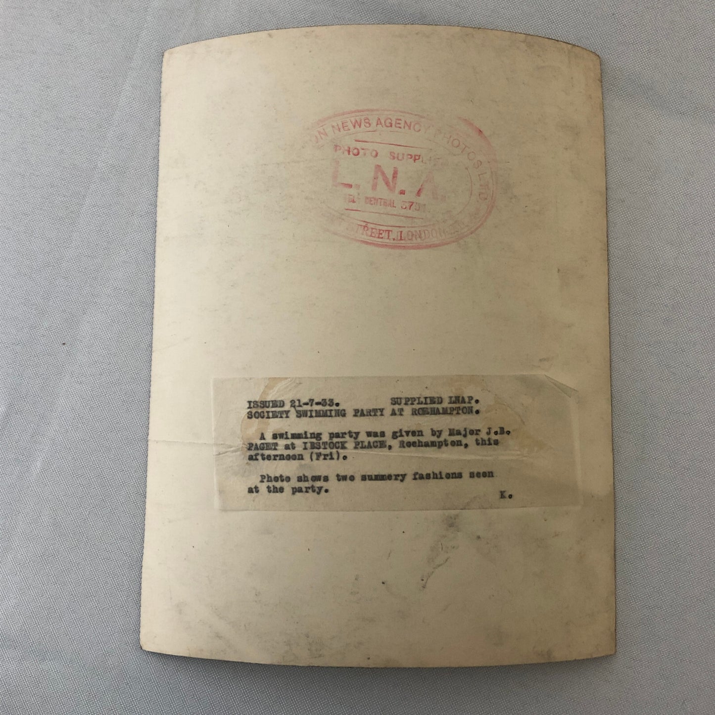 Fashion Press Photo Photograph London High Society Swimming Party 1933 Dresses