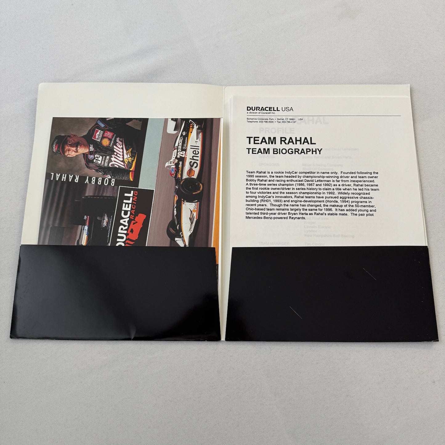 Duracell Indy Car Racing Team Press Kit Brochure Photos Bobby Rahal Bryan Herta
