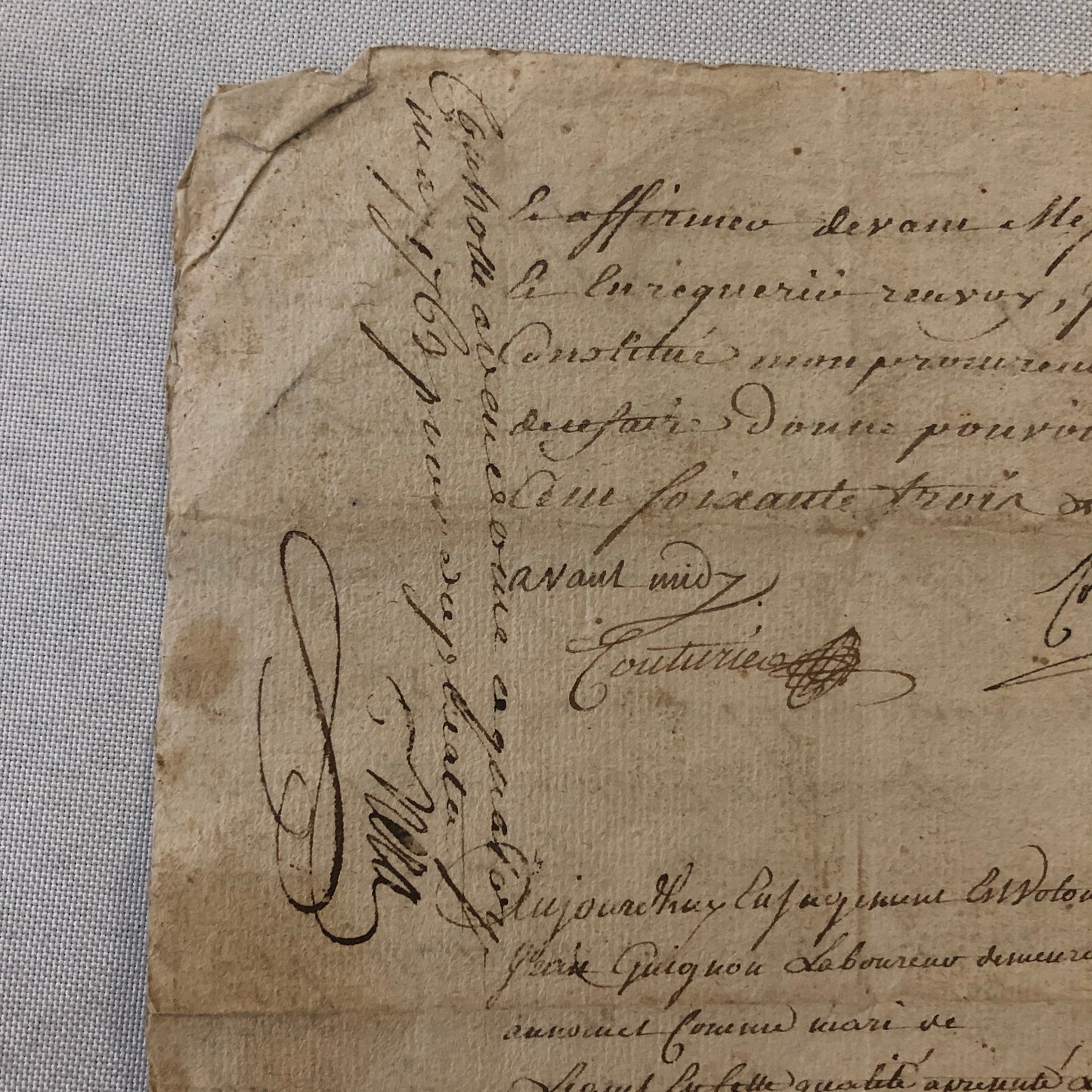 Antique Hand Written French Document Dated 1763 Beautiful Early Letter