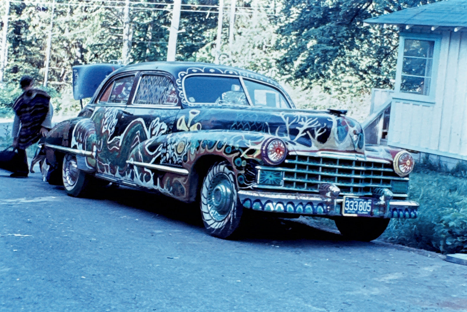 35MM Vintage Photo Slide Unique Cadillac Hippie Art Car 1969