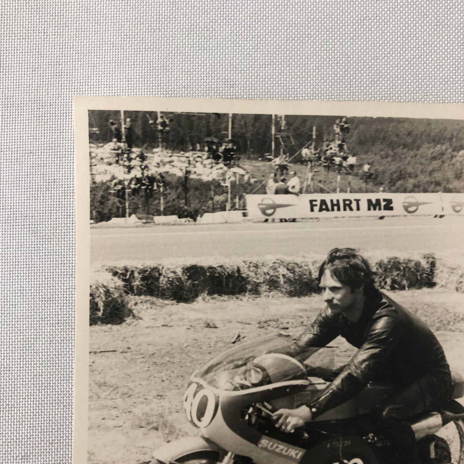Vintage Motorcycle Racing Photo photograph Rider Suzuki Bike