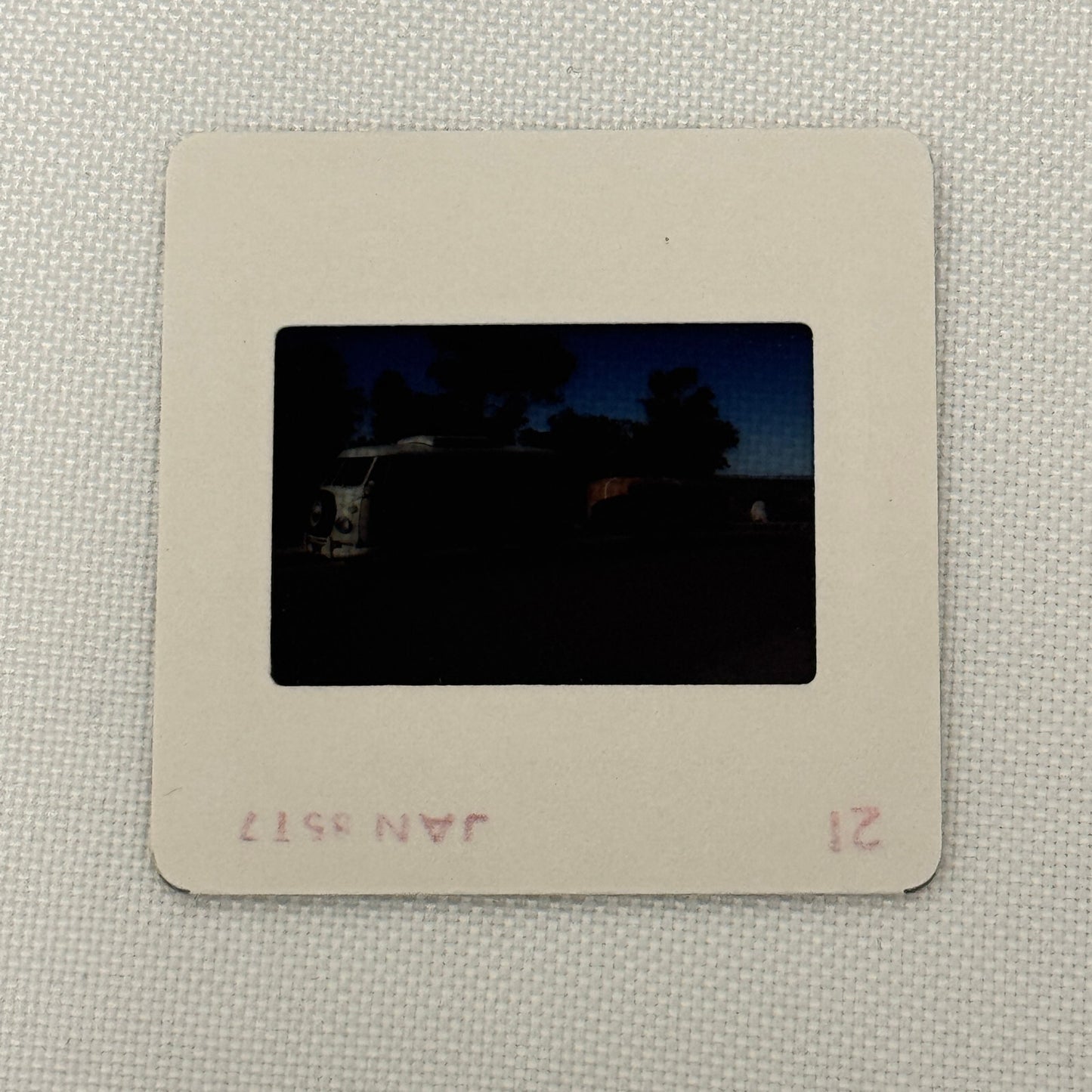 35MM Vintage Photo Slide Volkswagen VW Bus Van Camper with Trailer